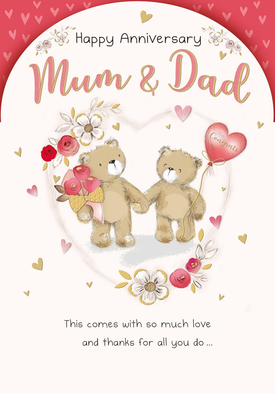 Piccadilly Greetings Anniversary Card for Mum & Dad - 9 x 6 Inches | Pop-Up Feature