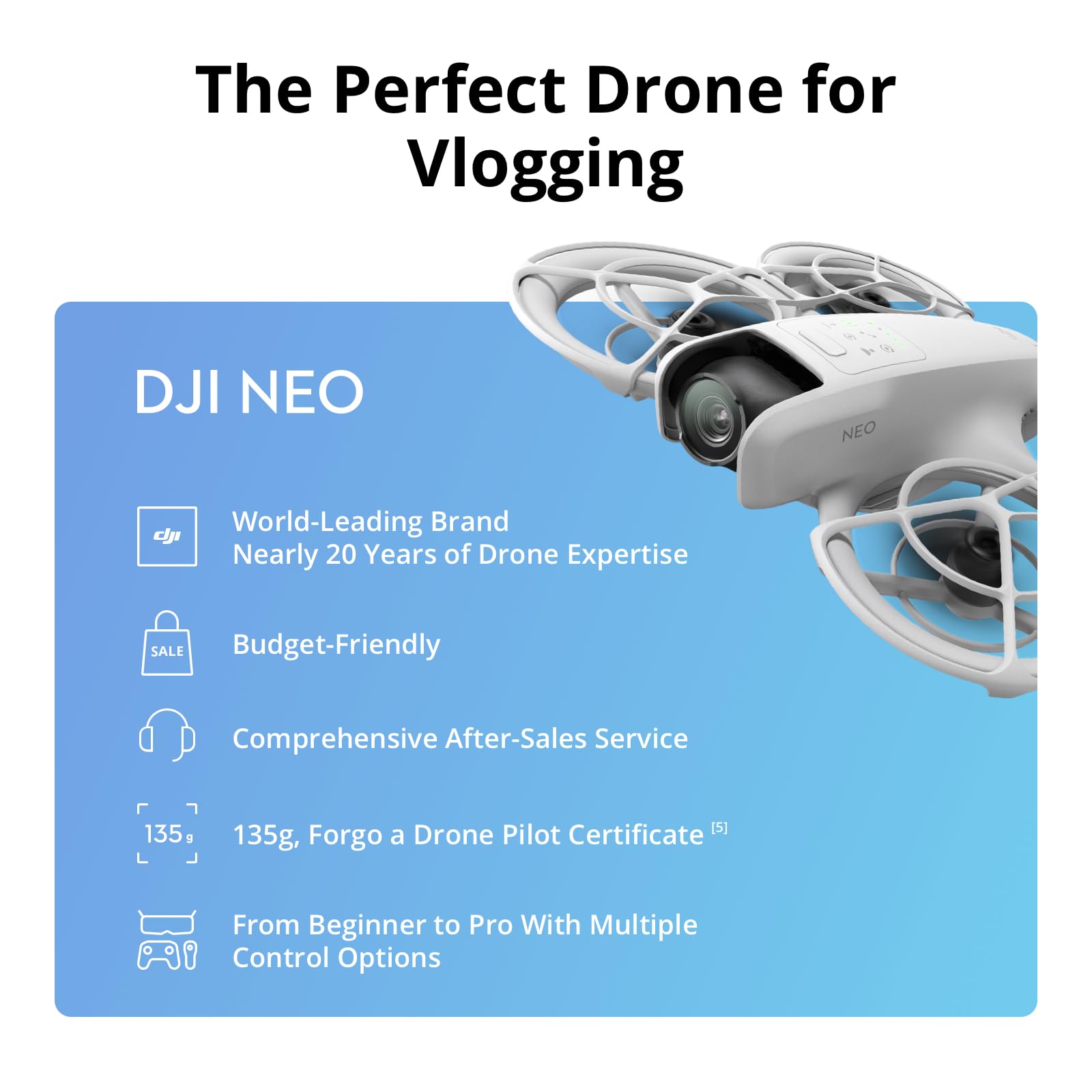 DJI Neo Fly More Combo - 135g Lightweight 4K UHD Camera Drone with Subject Tracking, Palm Takeoff, 3 Batteries & RC-N3 Controller 3