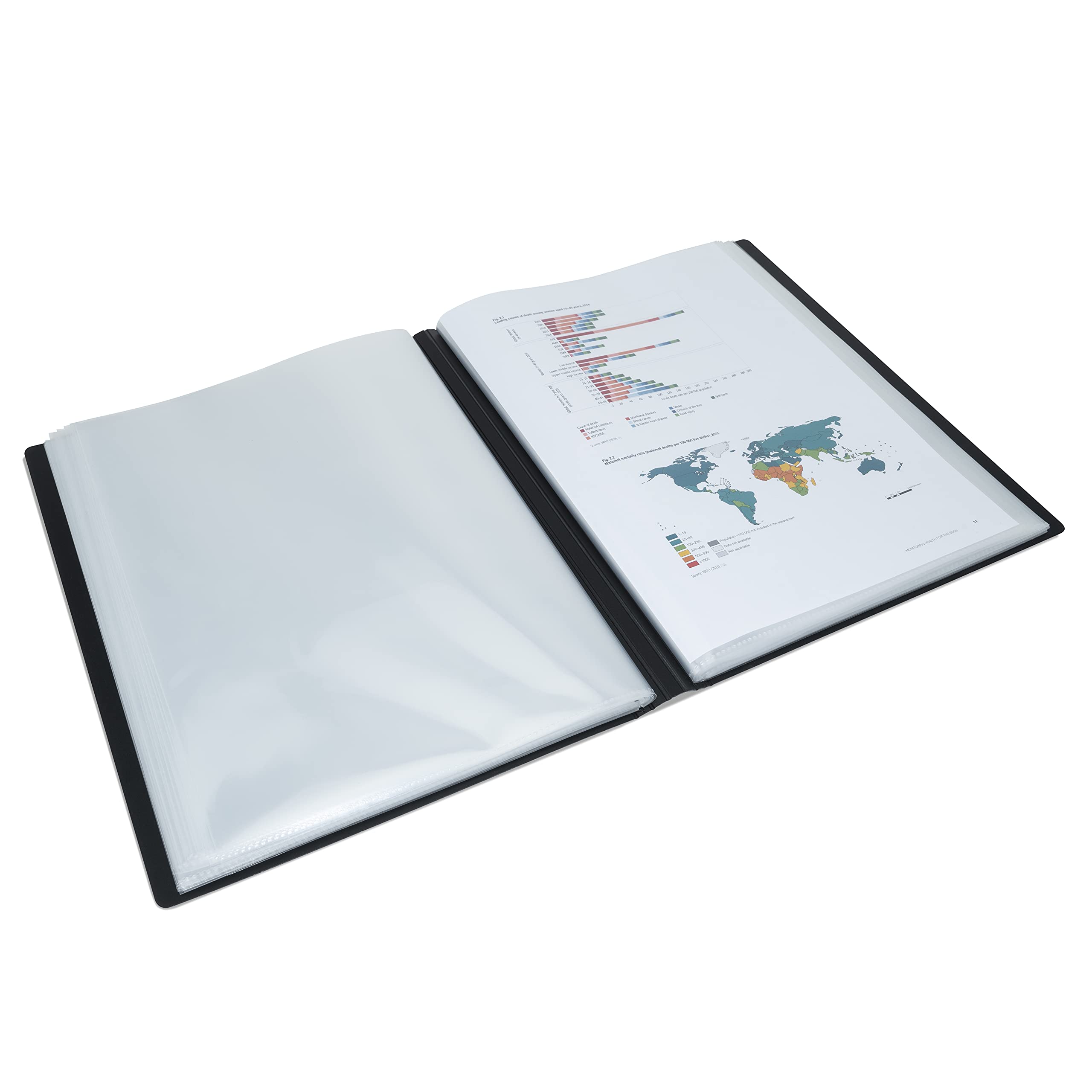RAPESCO 1650 Germ-Savvy Antibacterial Hardcover Polypropylene Presentation Display Book | A4 | 36 Pockets | Black
