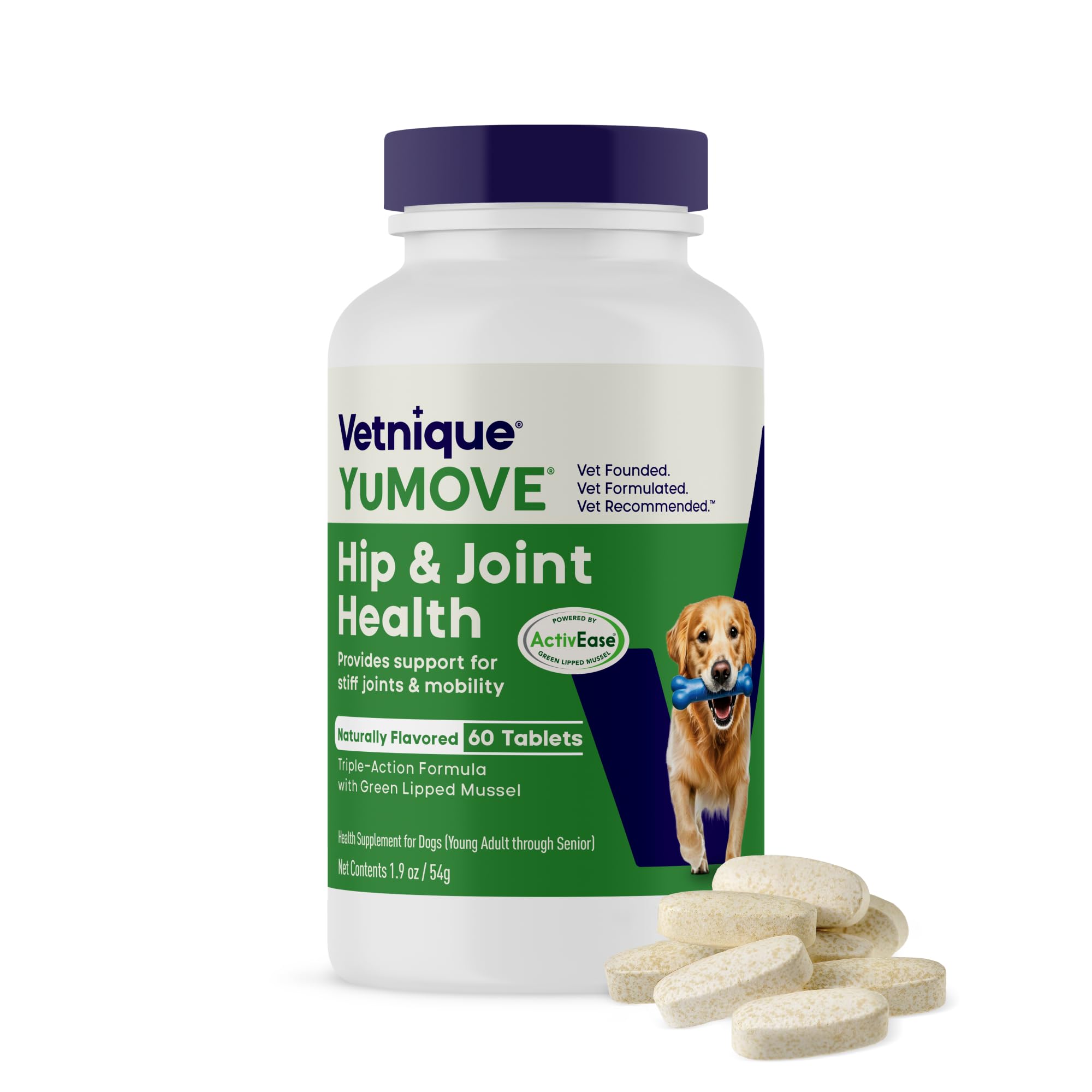 YuMOVE Joint Supplement for Dogs - 60 Tablets for Stiff Adult Dogs with Glucosamine & Green Lipped Mussel
