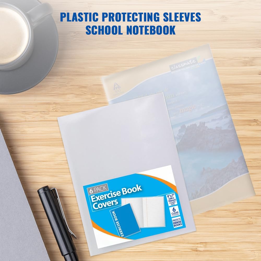 1ABOVE 6 Pack Clear Plastic Exercise Book Covers - 150 Micron Strong Protection | A5/A4 Compatible 4