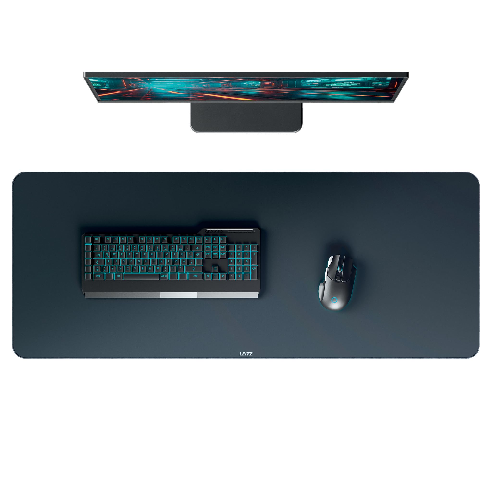 Leitz Extra Large Gaming Mat - 100x40cm | Non-Slip Rubber Backing | Velvet Grey