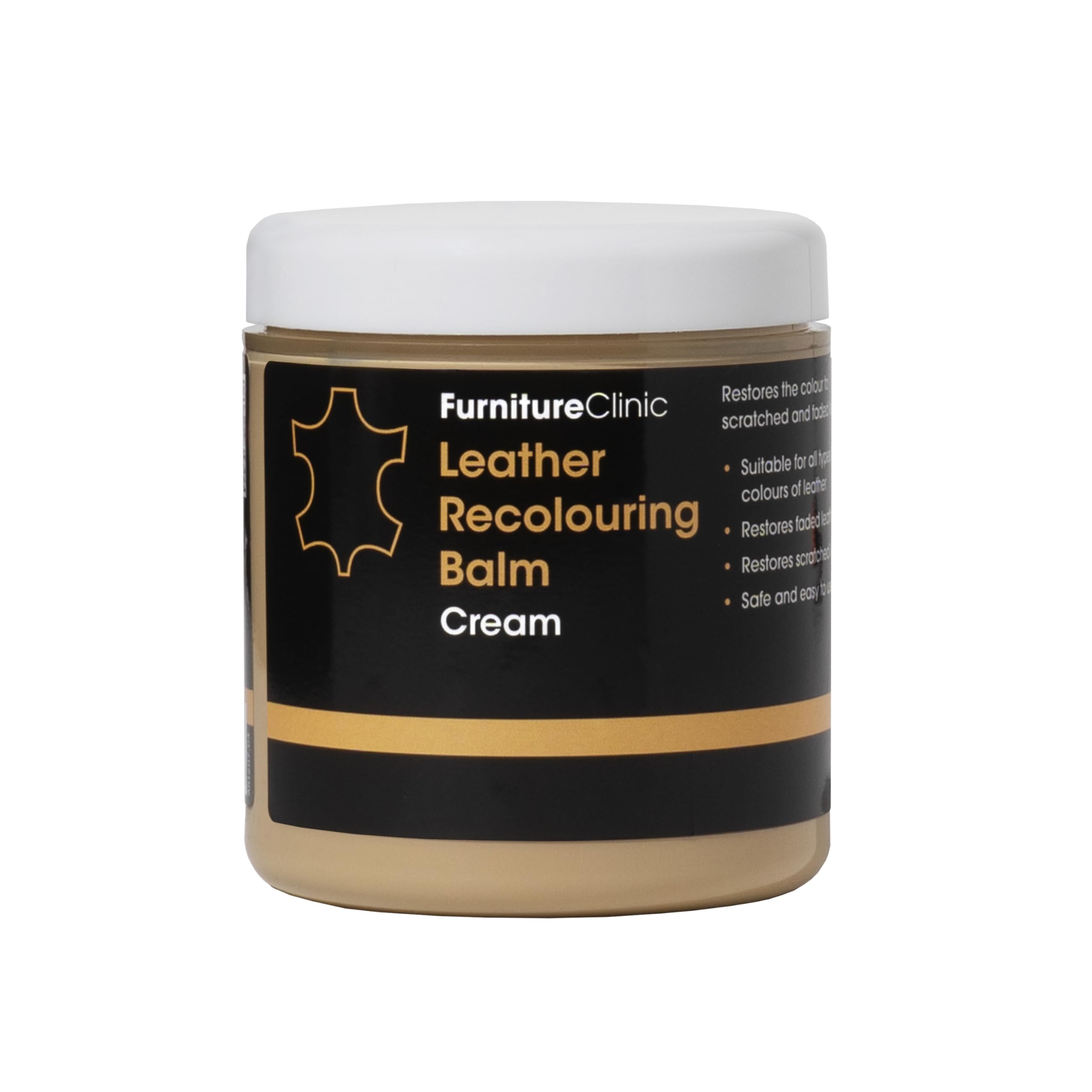 Furniture Clinic Leather Recolouring Balm - Camel Shade for Faded & Scratched Sofas, Car Seats, Shoes, and Clothing