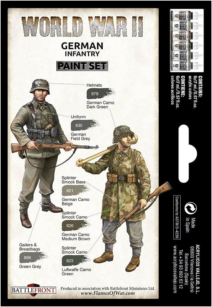 Vallejo WWII German Infantry Model Color Set (6) 17 ml