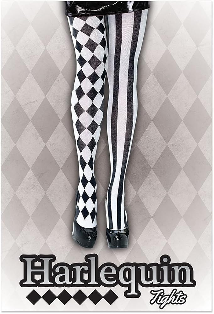 Bristol Novelty Harlequin Tights Hat, Black & White, One Size