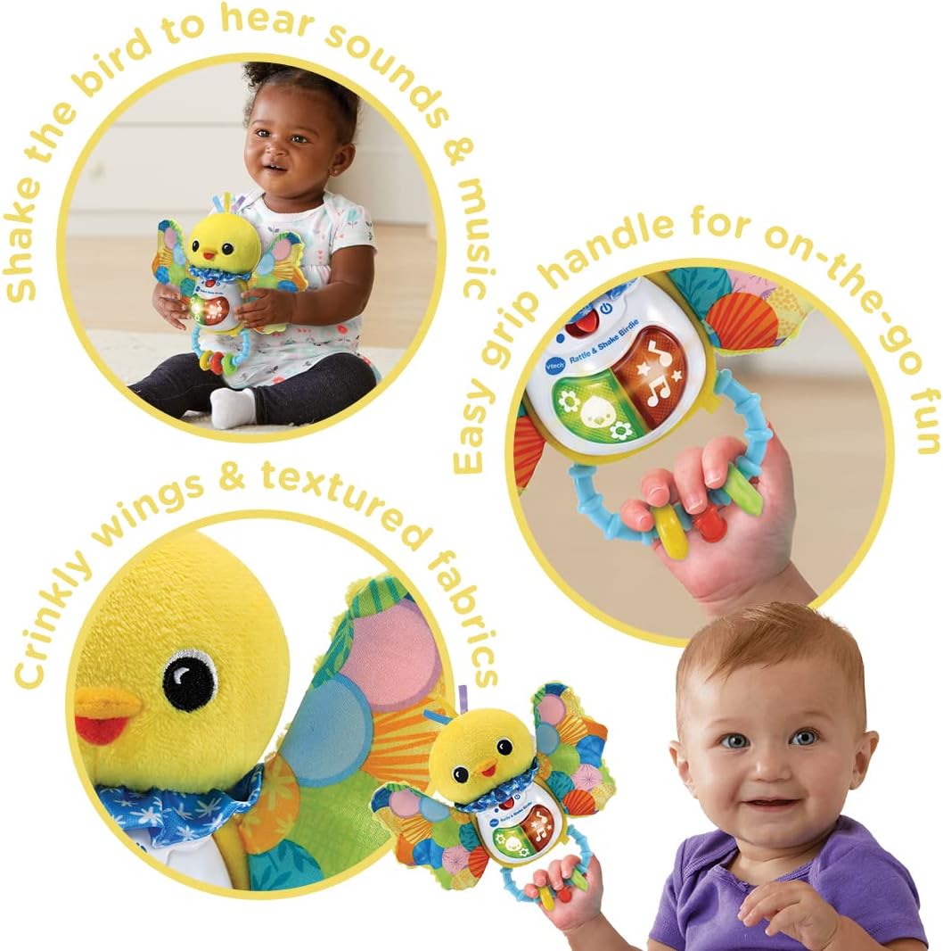 VTech Rattle & Shake Birdie - Interactive Sensory Toy with Music, Lights & Textures for 3-24 Months