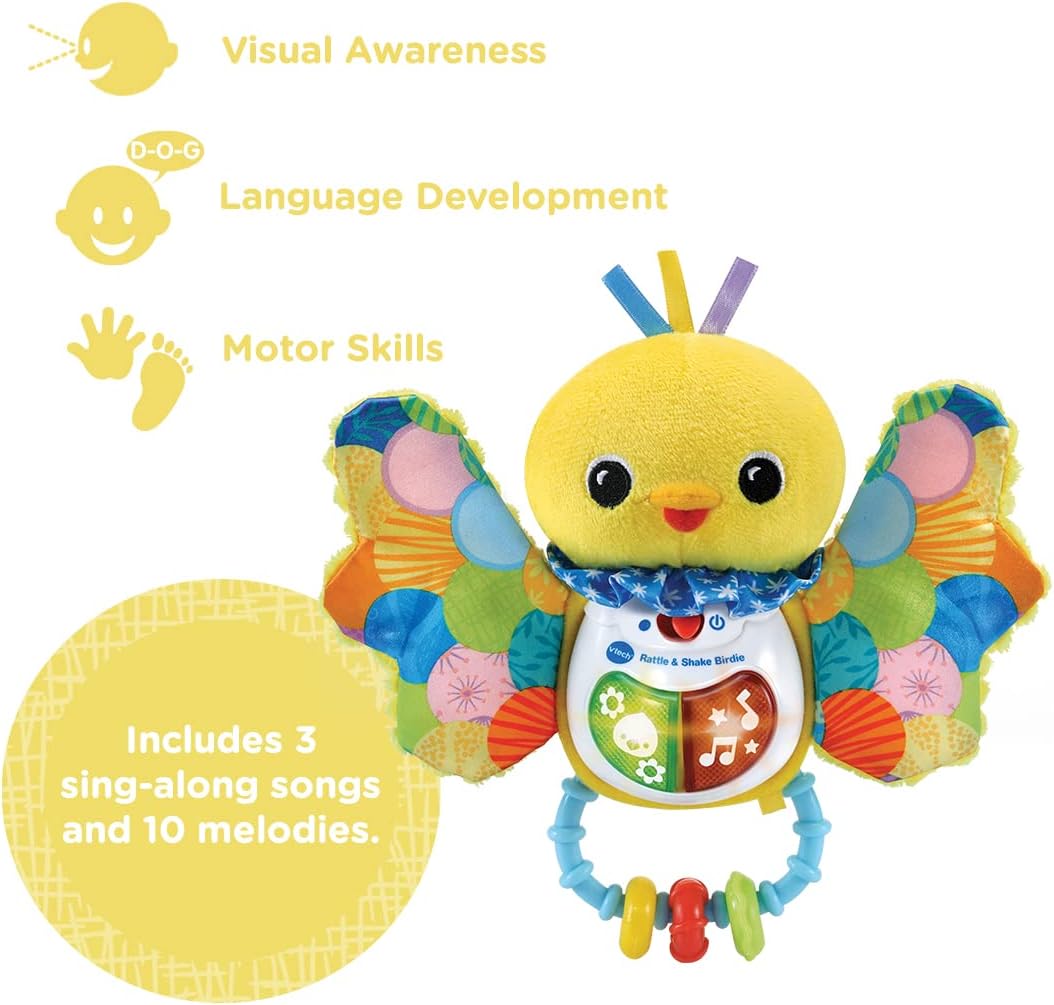 VTech Rattle & Shake Birdie - Interactive Sensory Toy with Music, Lights & Textures for 3-24 Months 3