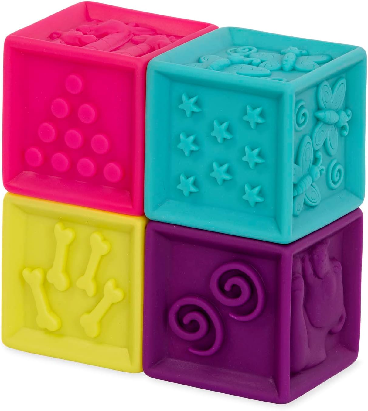 B. toys One Two Squeeze™ 10 Soft Squeezable Baby Blocks - Stacking & Learning Toy for 6+ Months 4