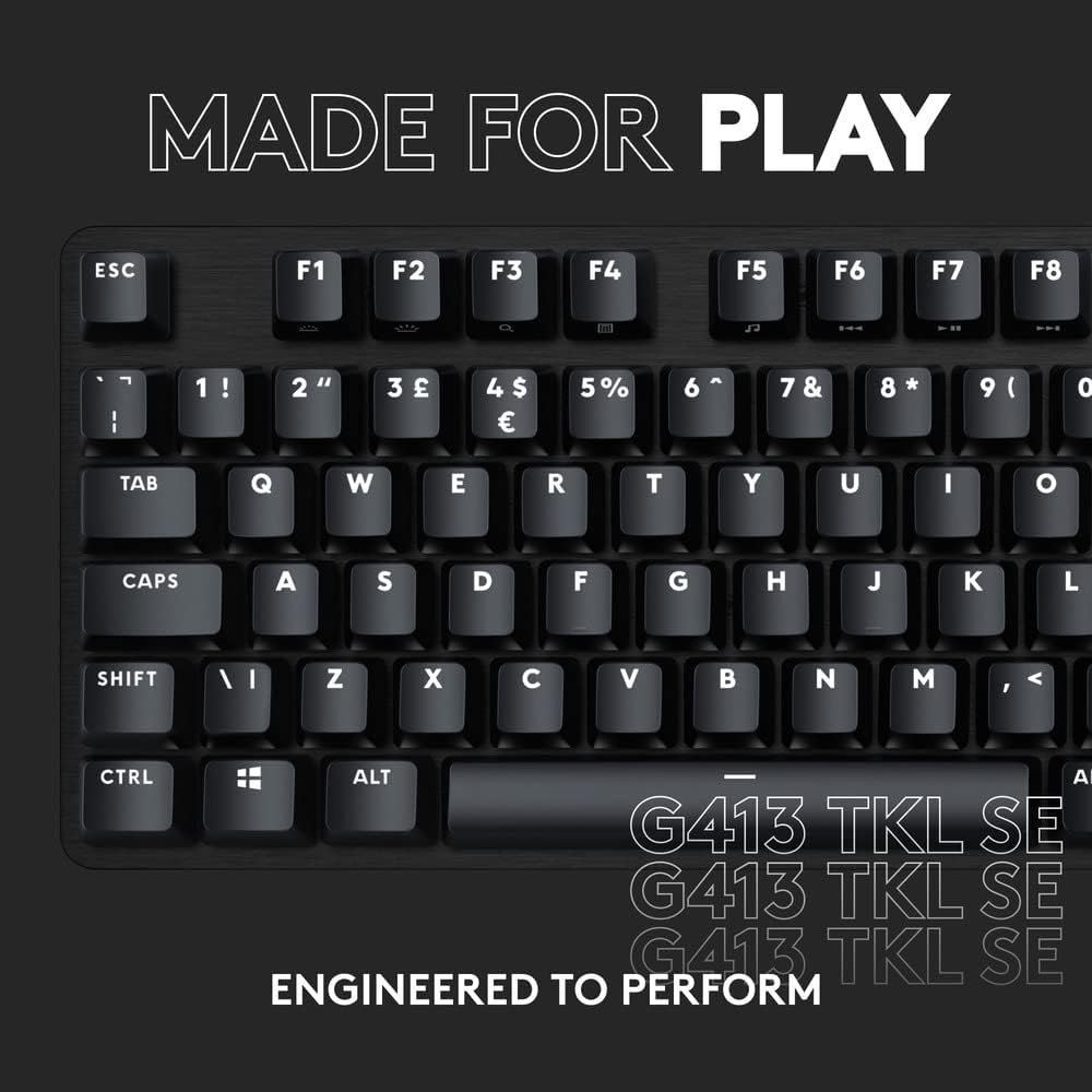 Logitech G413 TKL SE Mechanical Gaming Keyboard - Tenkeyless with Tactile Switches, PBT Keycaps, Backlit Black Aluminum Design 7