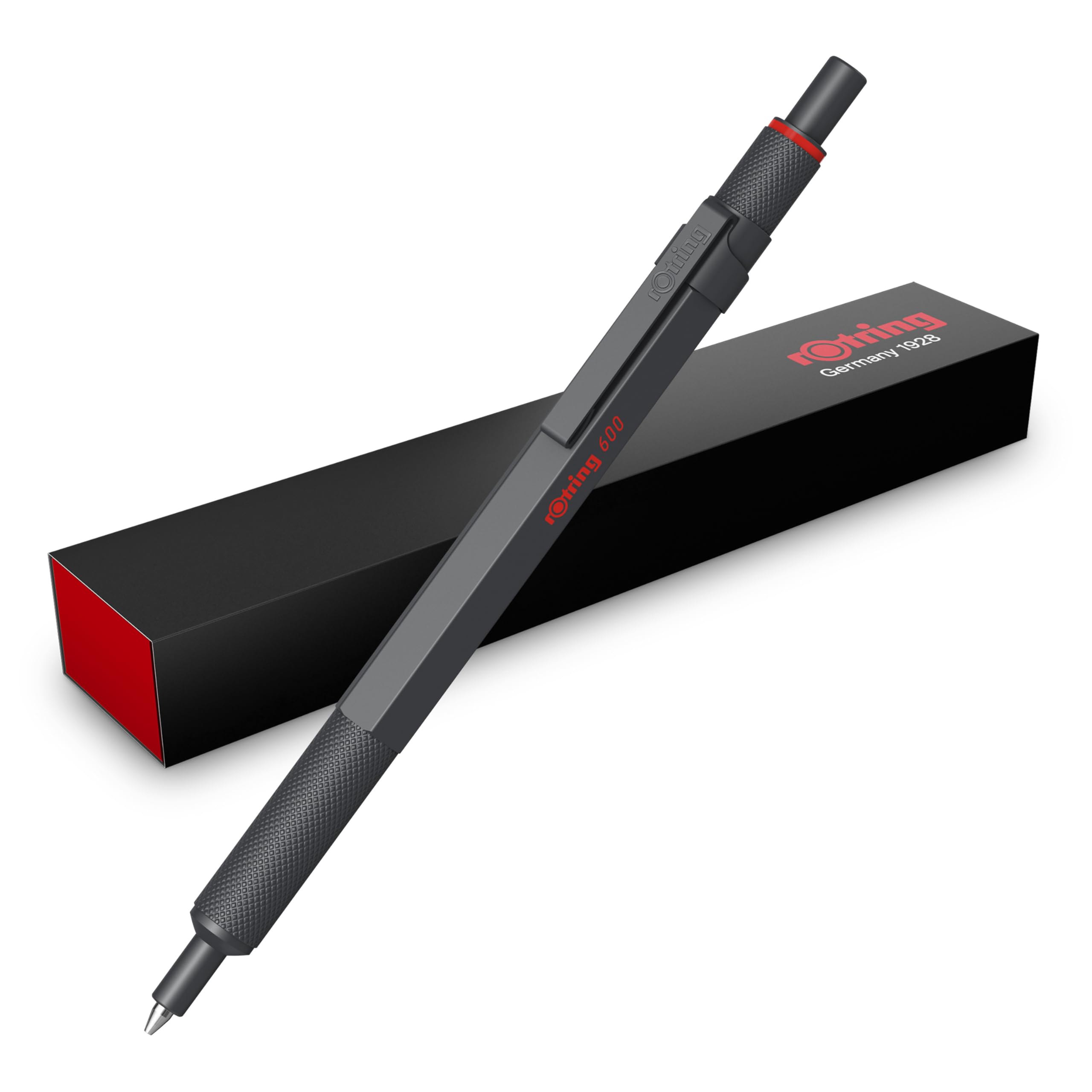rOtring 600 Ballpoint Pen - All-Metal Body | Medium Point Black Ink | Knurled Grip