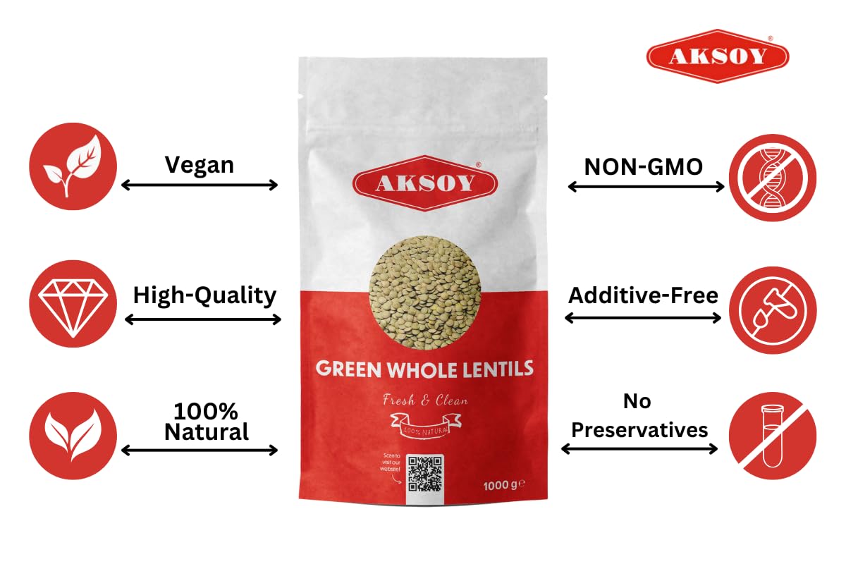 Aksoy Green Whole Lentils 1KG – High Protein, Fiber-Rich Pulses for Salads and Curries 6
