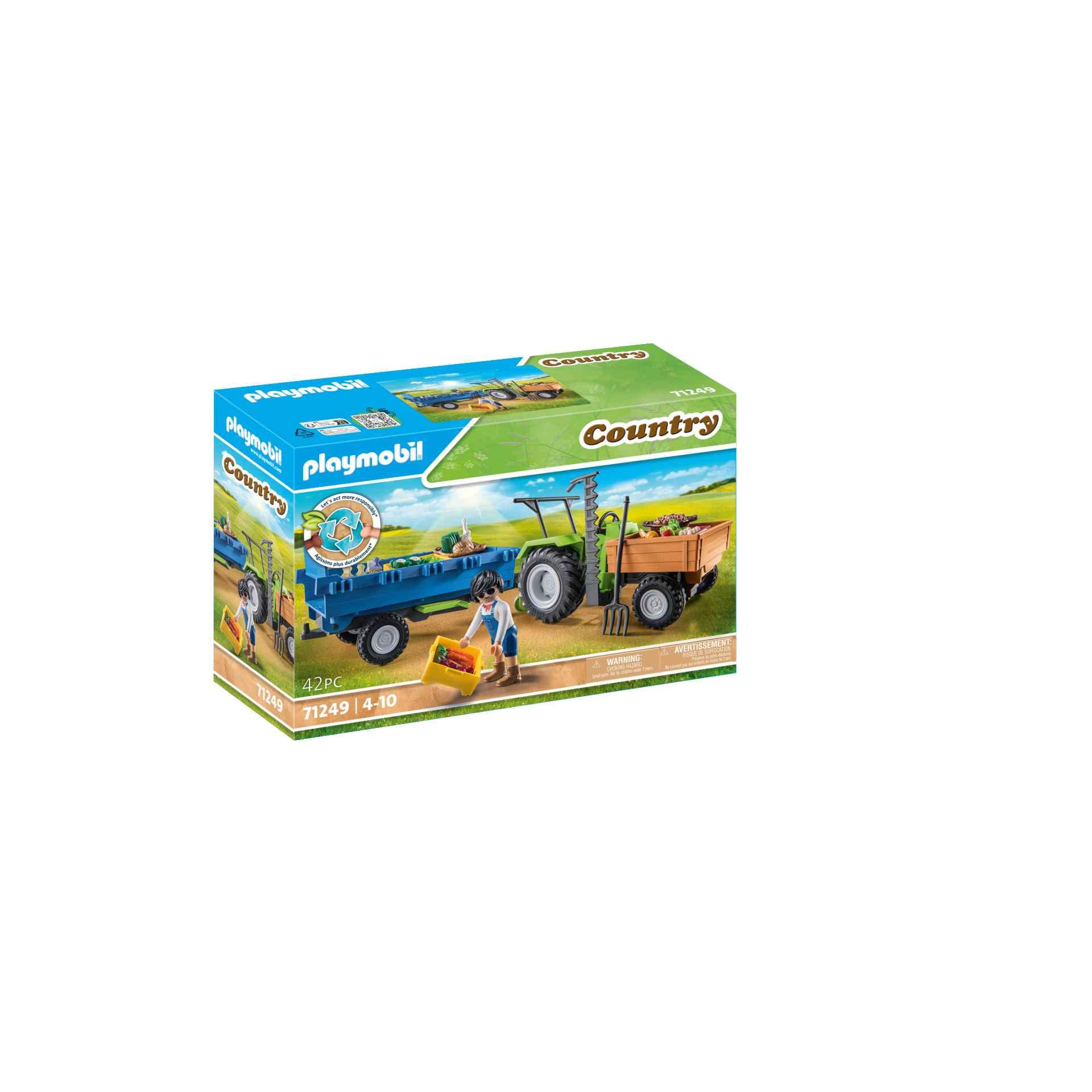 Playmobil Country Harvester Tractor with Trailer and Transport Boxes - Farm Playset for Kids 4+ 11
