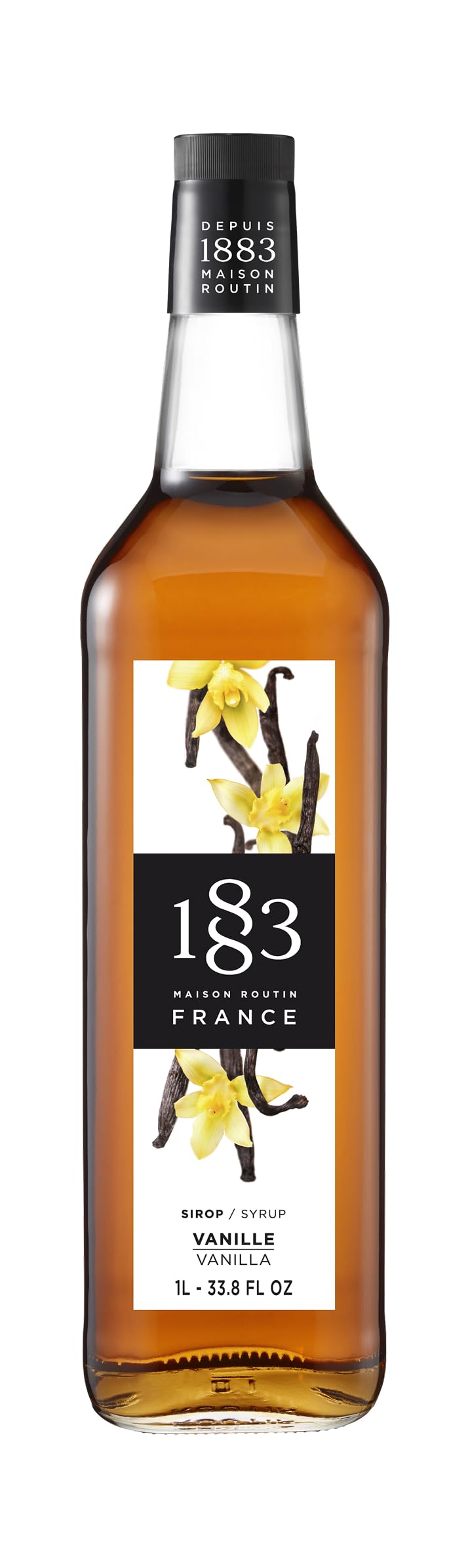 1883 MAISON ROUTIN Premium Vanilla Syrup - 1L Bottle | Cane Sugar Base | Vegan & Halal