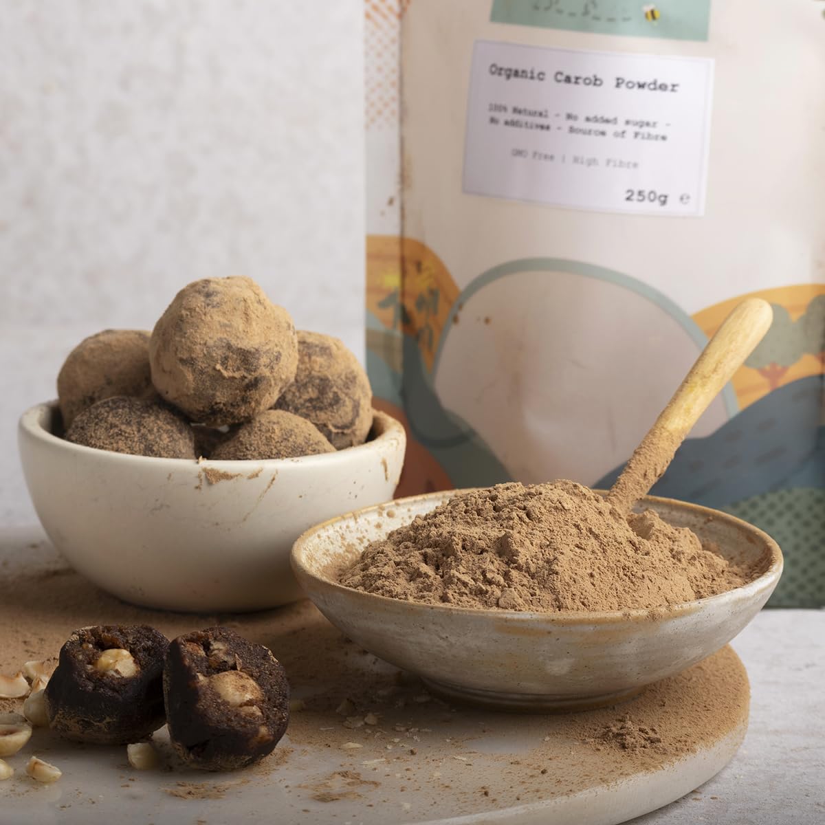 Wholefood Earth Organic Carob Powder 500g | Vegan, GMO Free, High Fibre, Caffeine-Free Cocoa Alternative