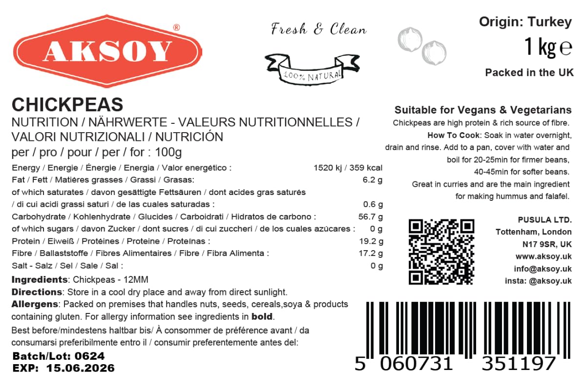 Aksoy - Premium Dry Chickpeas XL Size (12mm) 1KG 4