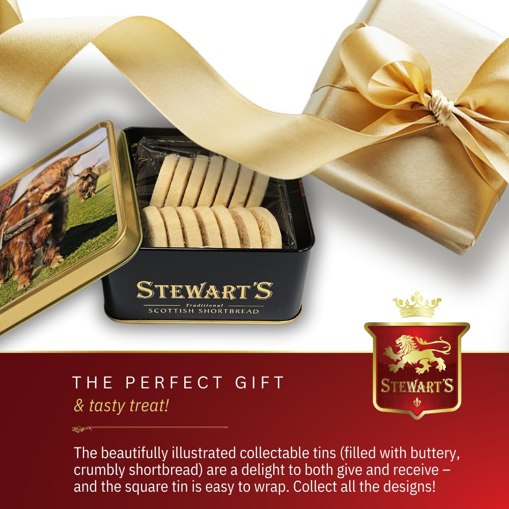 Stewart's Highland Cow Shortbread Gifting Tin (125g) - Traditionally Made Scottish Treat