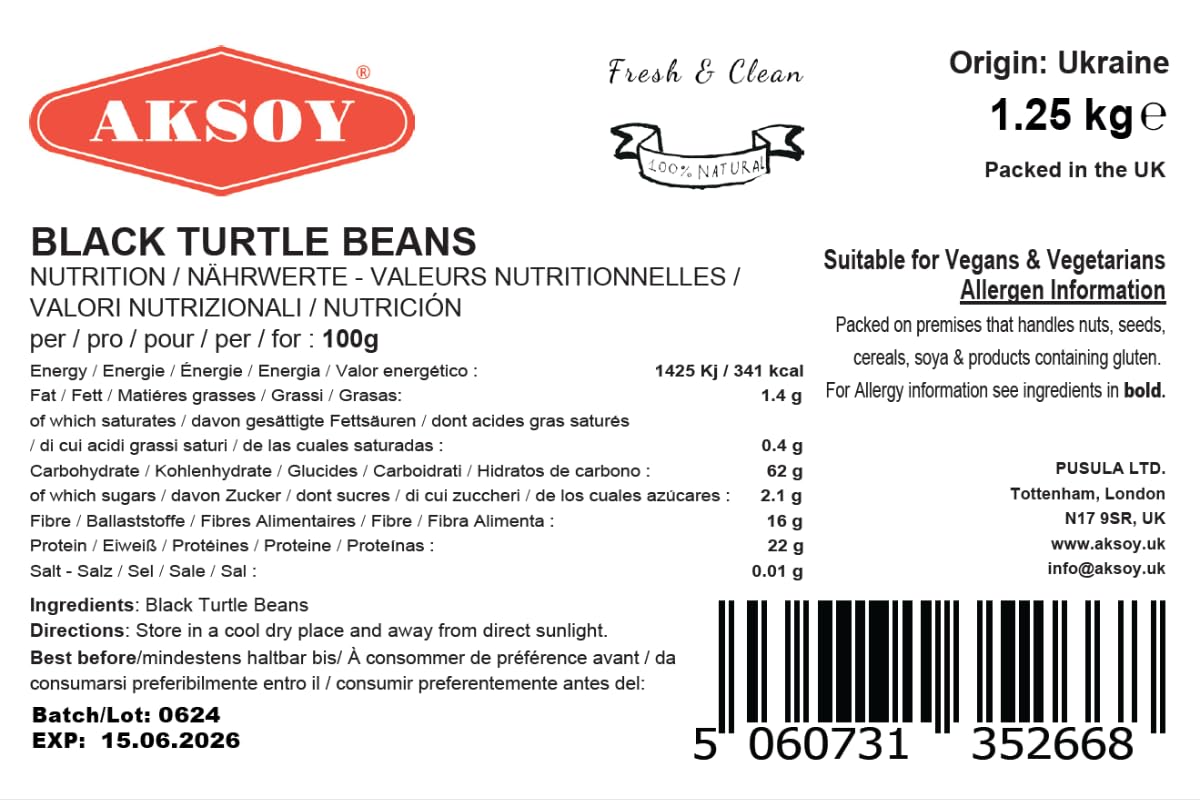 Aksoy Black Turtle Beans 1250g | Dried Black Beans for Soups, Stews & Sauces 4