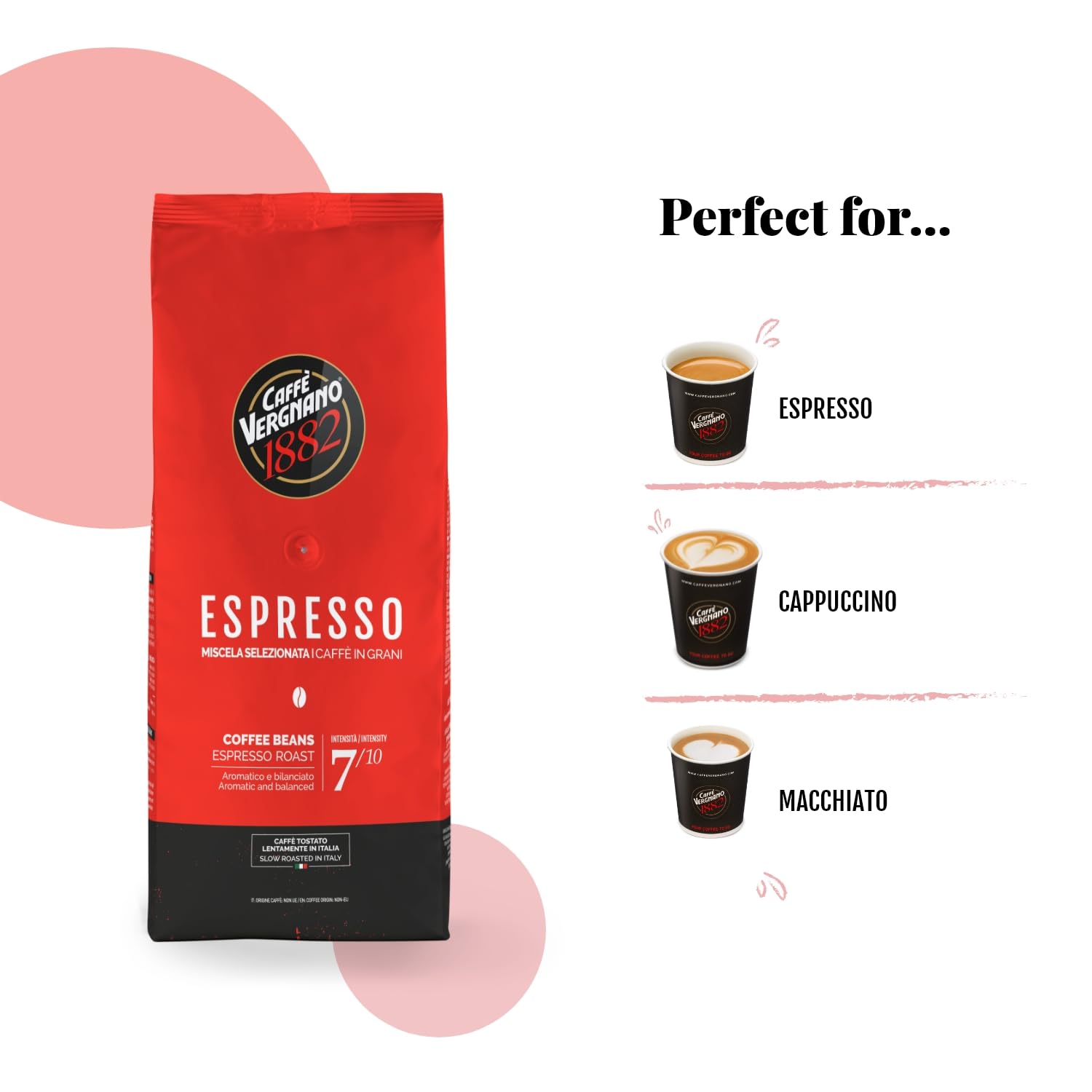 Caffè Vergnano 1882 Espresso Whole Bean Coffee - 1 kg Pack 4