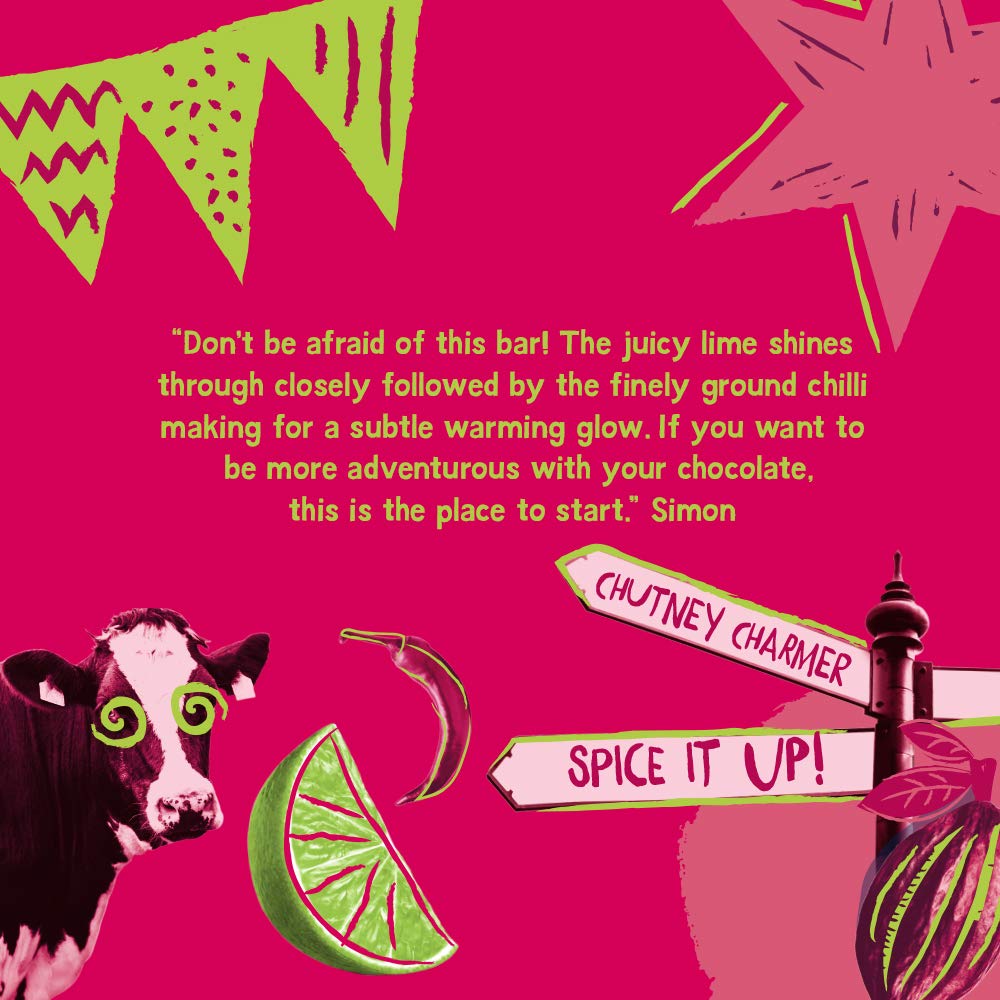 Montezuma - Hot Pickle 37% Cocoa Milk Chocolate with Chilli & Lime, Organic Gluten-Free Bar (90g) 4