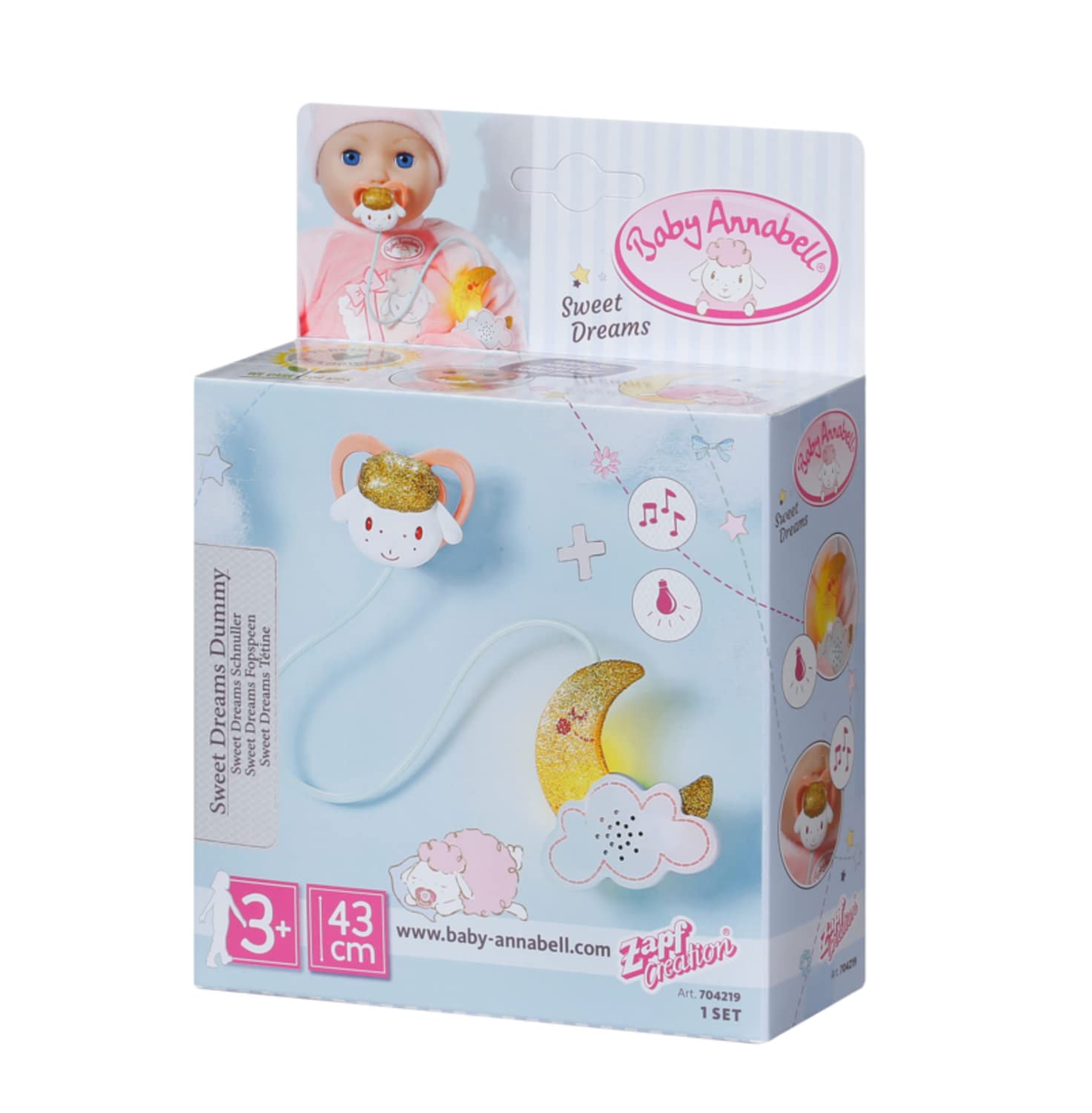 Baby Annabell Sweet Dreams Dummy 43cm - Lullaby & Light-Up Toy for Toddlers 8