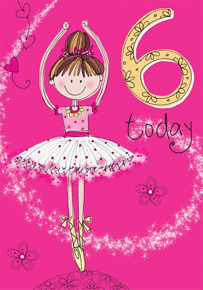 Piccadilly Greetings Age 6 F Birthday Card | Ballerina Design | 7 x 5 Inches | Pink