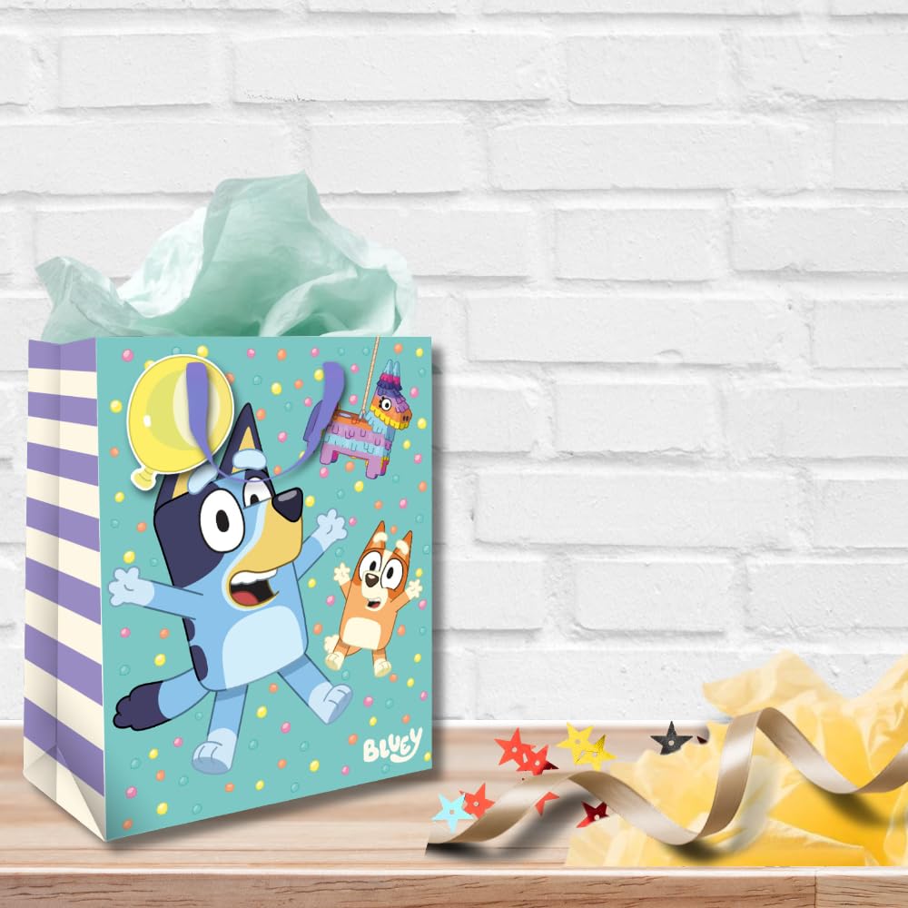 Danilo Promotions LTD Bluey Gift Bag - FSC Certified Paper | 33 x 26 x 13.5 cm | Birthday Theme
