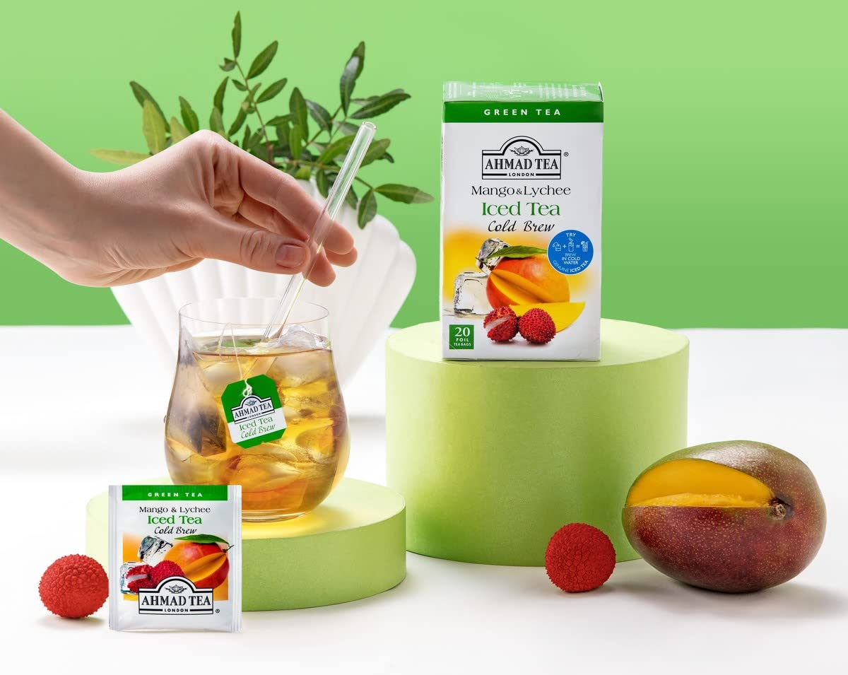 Ahmad Tea Mango & Lychee Cold Brew Green Tea - 20 Teabag Sachets