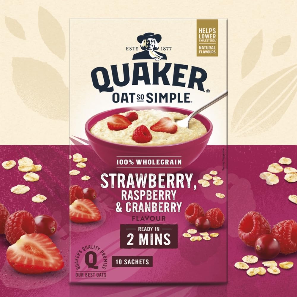 Quaker Oat So Simple Strawberry and Raspberry Porridge, Pack of 10 10
