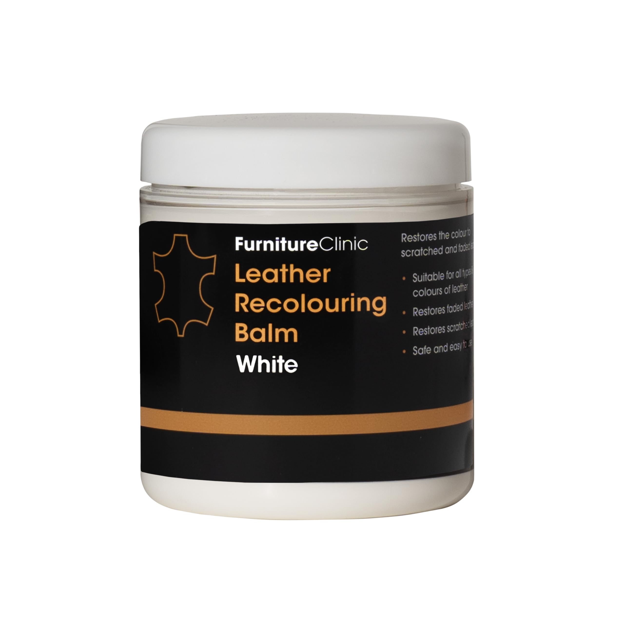 Furniture Clinic Leather Recolouring Balm - White Shade for Faded & Scratched Sofas, Car Seats, Shoes, and Clothing