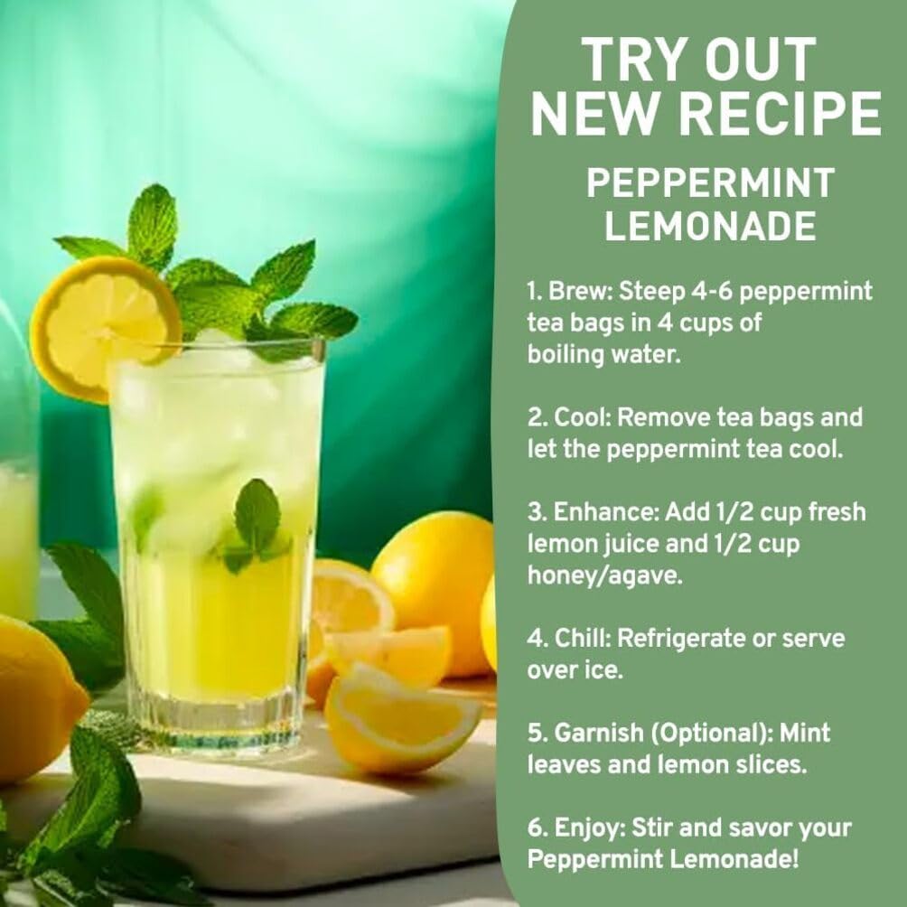 HANDPICK Peppermint Tea Bags (100 Count) Non-GMO, 100% Pure Herbal Tea - Minty & Refreshing 6