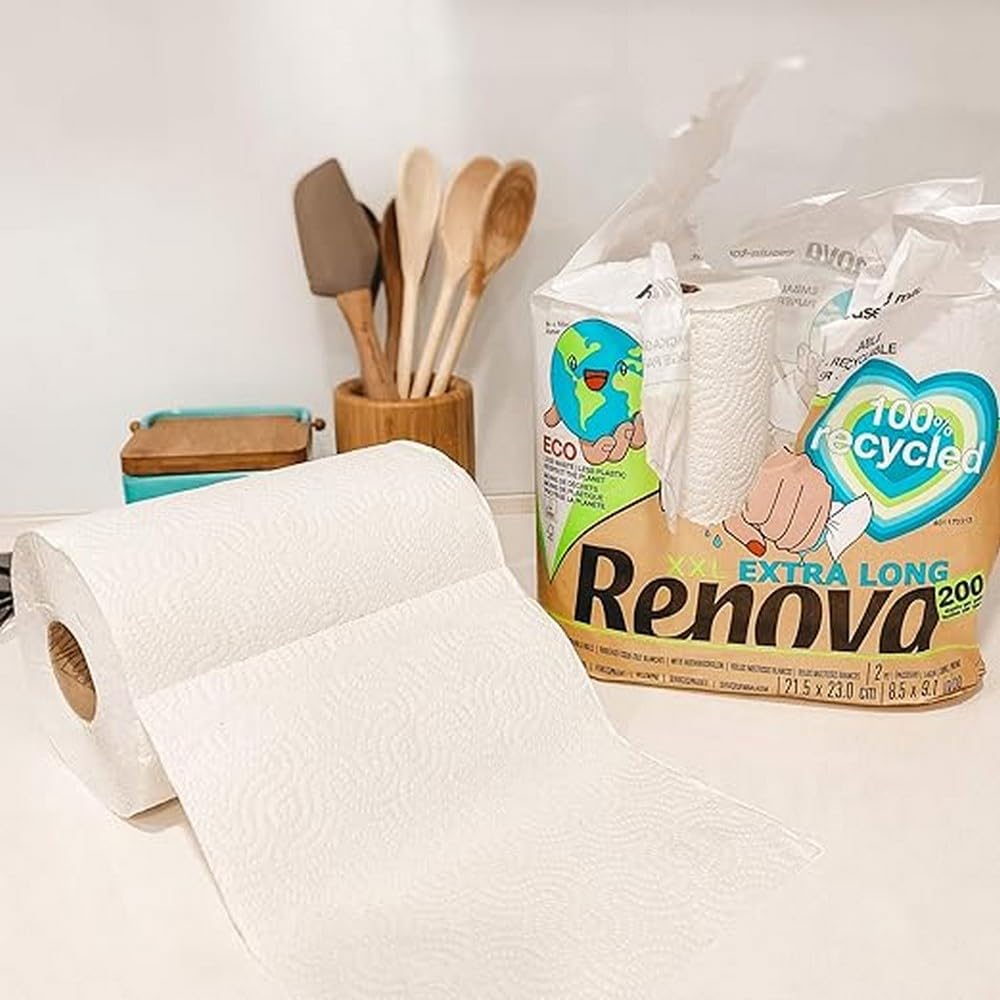 Renova - Recycled Kitchen Rolls 2-Ply XXL (Pack of 2) Wrapped in Paper 4