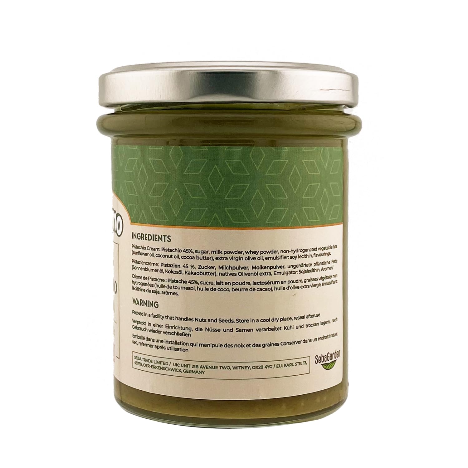 Cremmo Pistachio Cream Spread 200g Glass Jar - 45% Pistachio Content, Smooth & Fluid Italian Spread