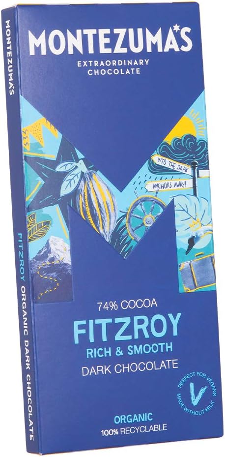 Montezuma - FitzRoy 74% Cocoa Dark Chocolate Bar Organic Vegan Gluten-Free 3