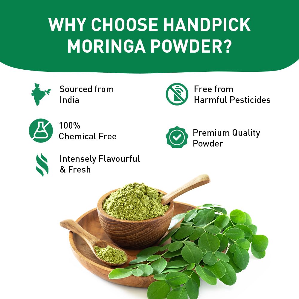 HANDPICK Moringa Powder (500g) - Pure Moringa Oleifera Leaves | Non-GMO, Gluten-Free | Resealable Pouch for Smoothies, Tea & Cooking 3