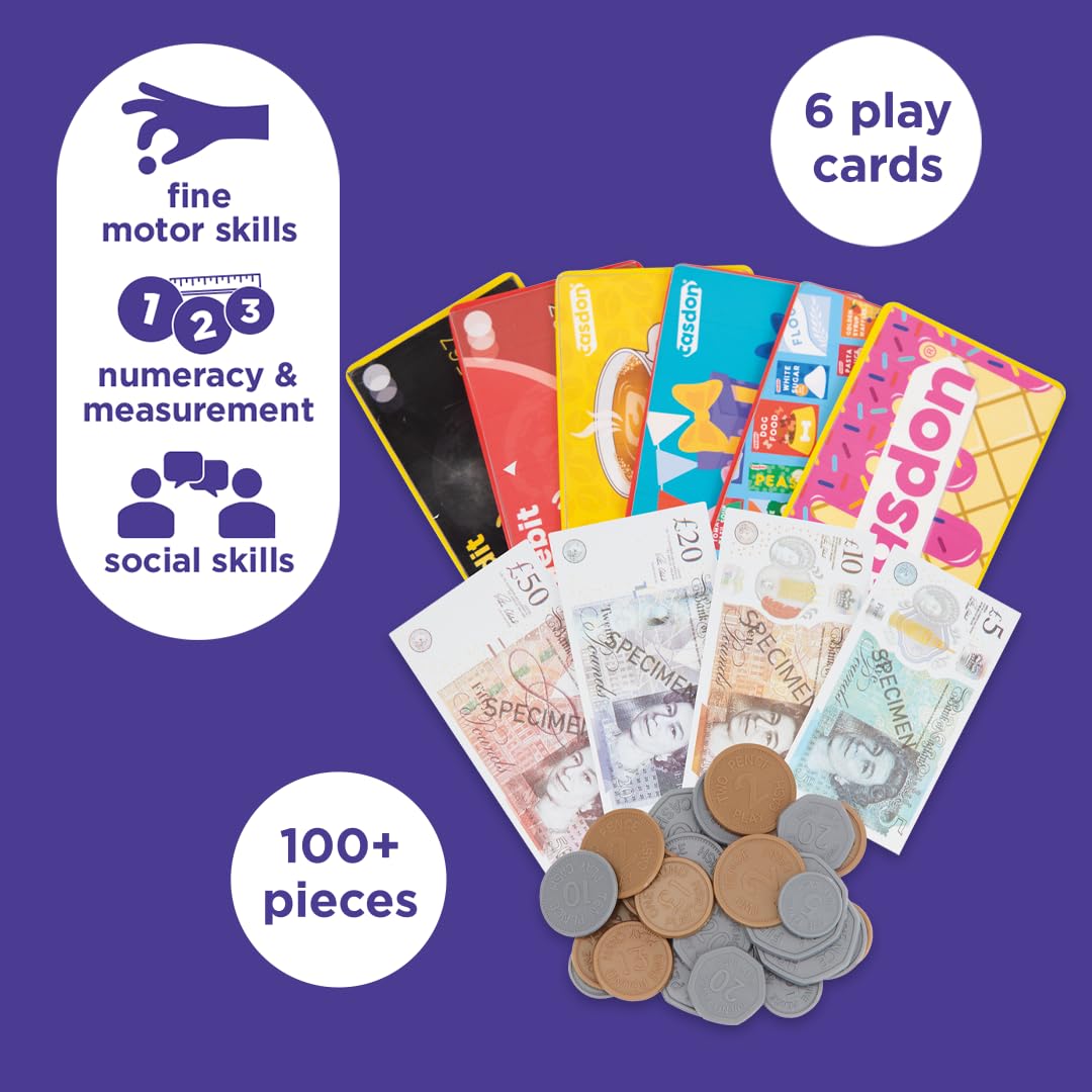 Casdon Pretend Play Card & Money Set (£) - 100+ Piece Financial Toy Kit for Kids 3
