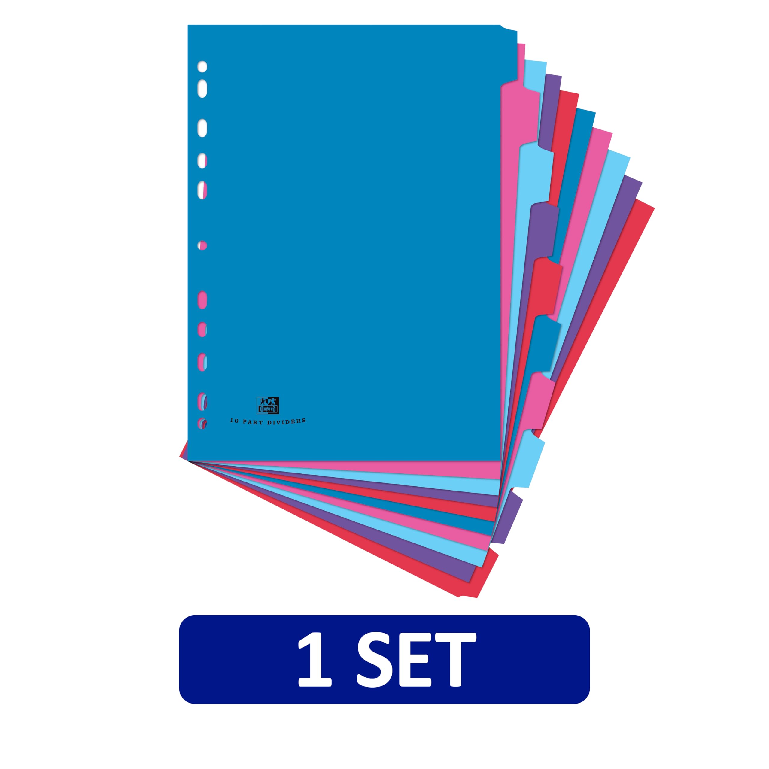 Oxford Campus A4 10 Part Multi-Coloured Card Index Dividers for Ring Binders 3
