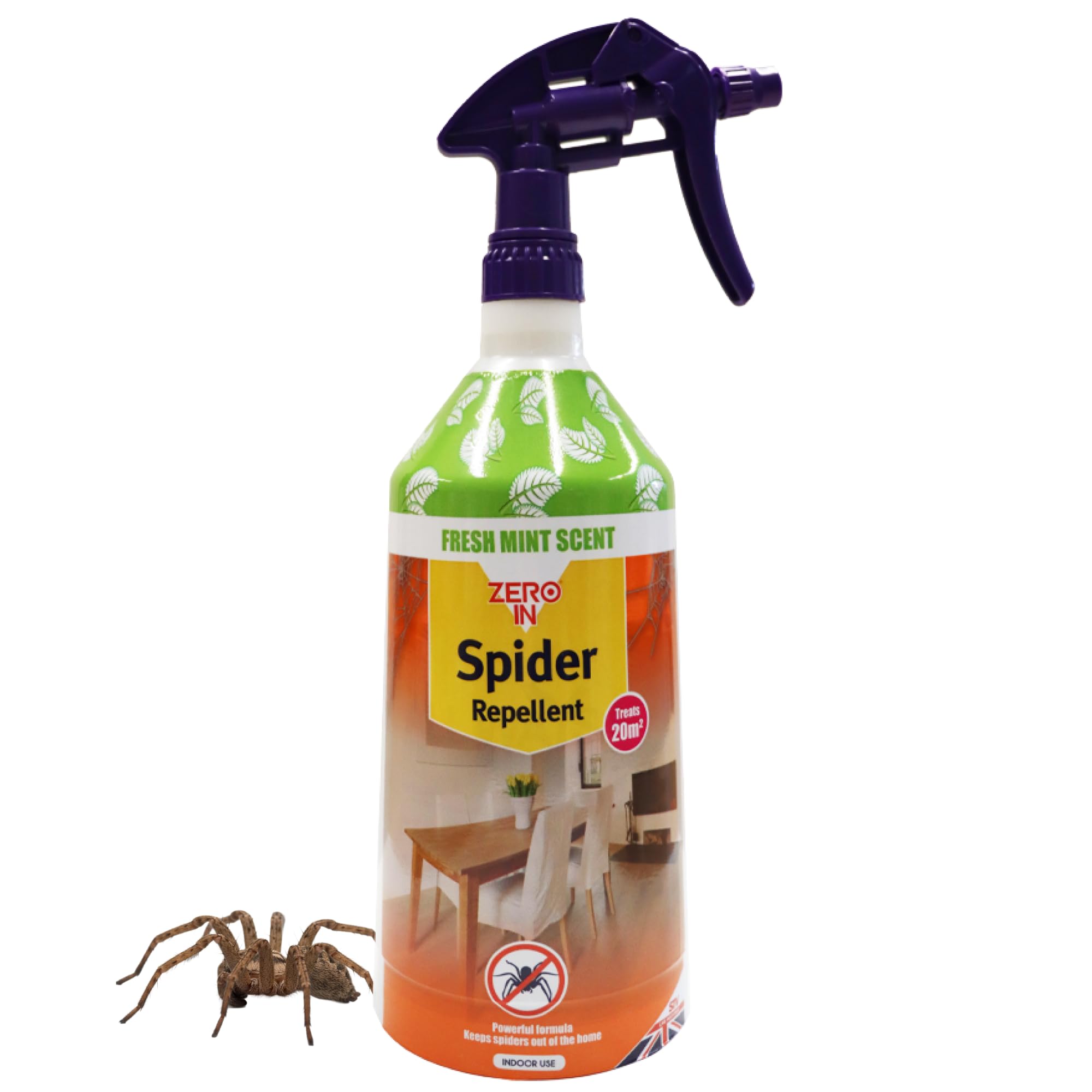 Zero In Spider Repellent - Indoor Peppermint Oil Spray | Non-Toxic | 1L Ready-to-Use