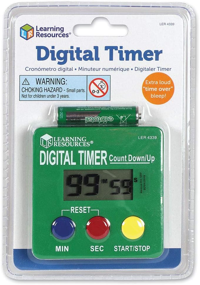 Learning Resources Digital Timer - Count Up/Down, Educational Toy for Ages 36 Months - 7 Years 4