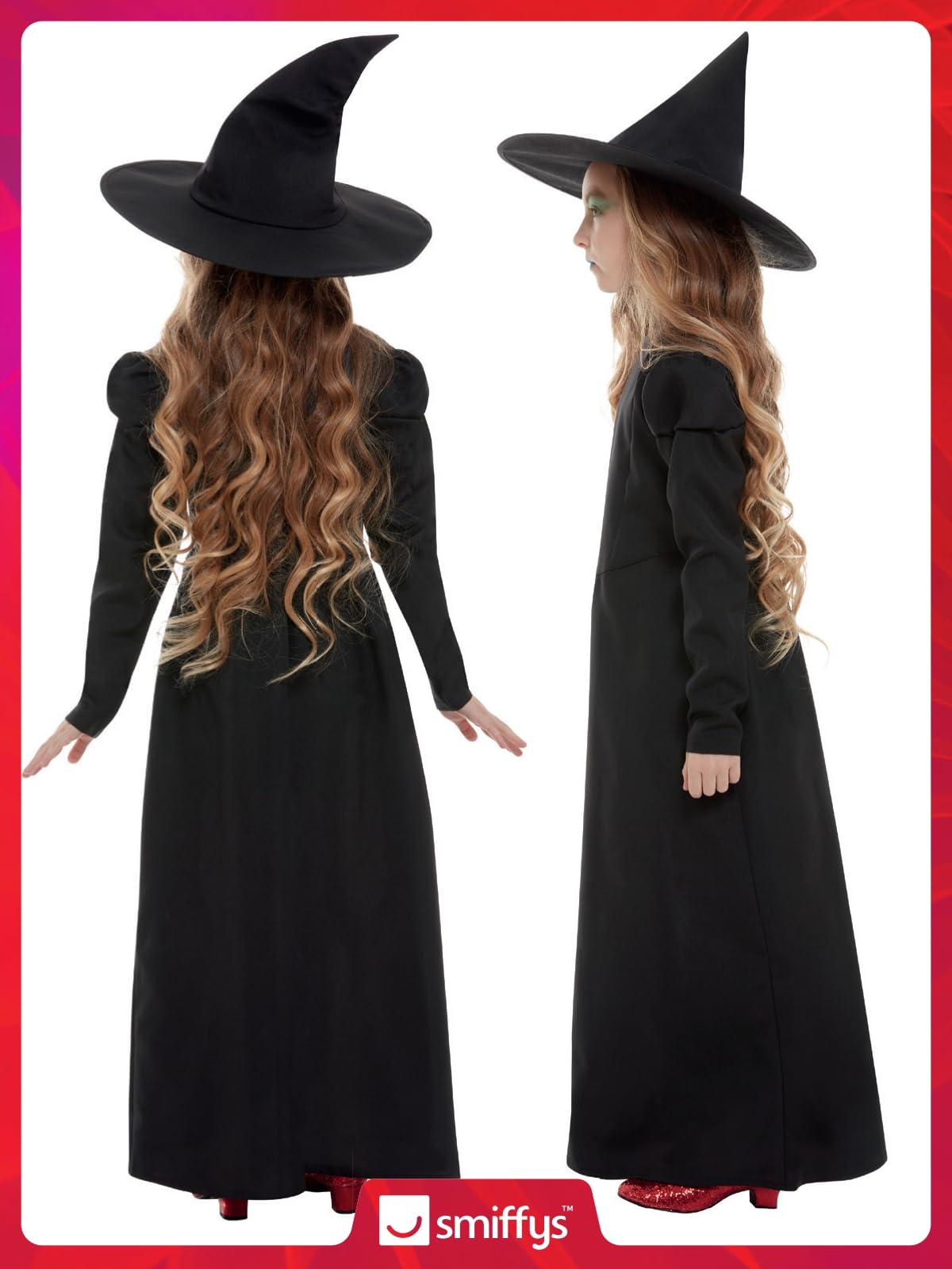 Smiffys Wicked Witch Costume - Girl's Black Dress & Hat 5