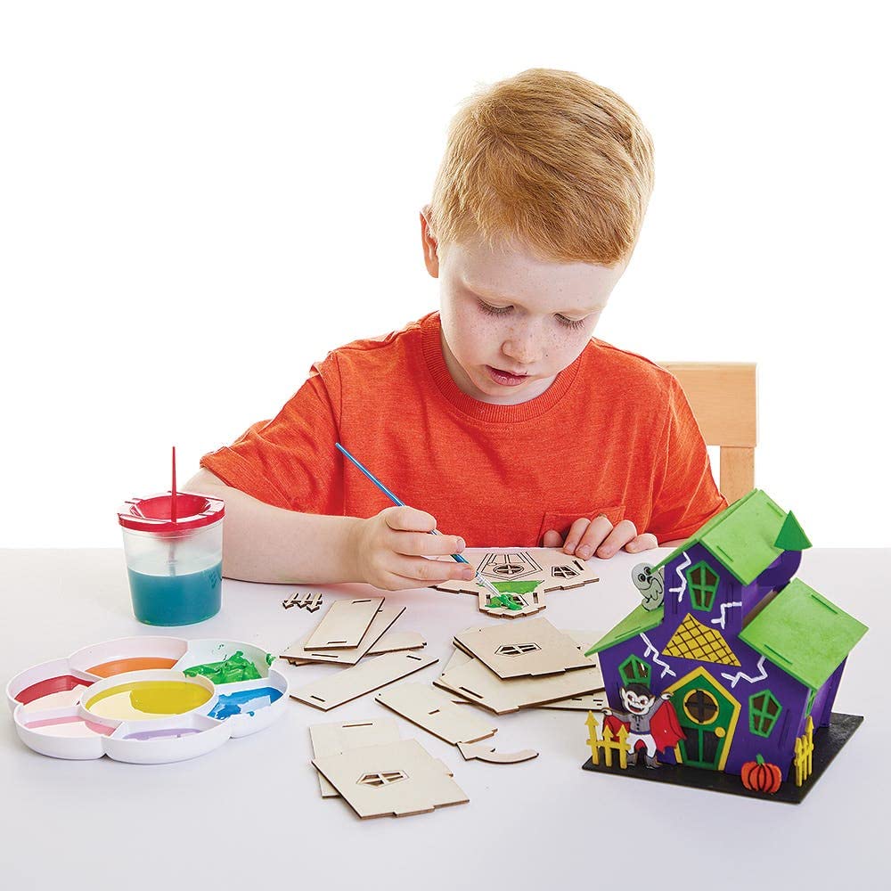 Baker Ross FX184 Haunted House Wooden Craft Kit - Pack of 2, Halloween Decoration