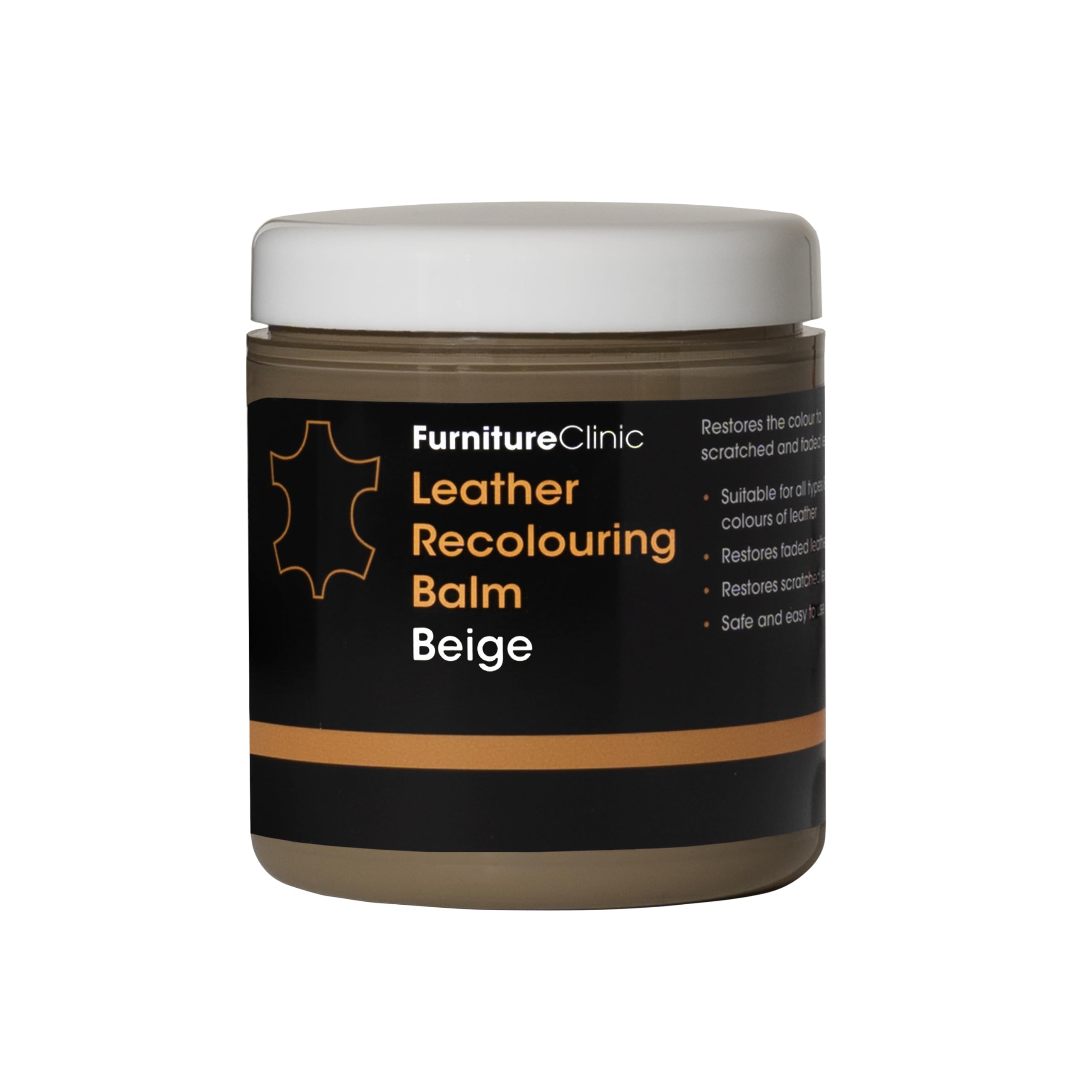 Furniture Clinic Leather Recolouring Balm - Beige Shade for Faded & Scratched Sofas, Car Seats, Shoes, Clothing