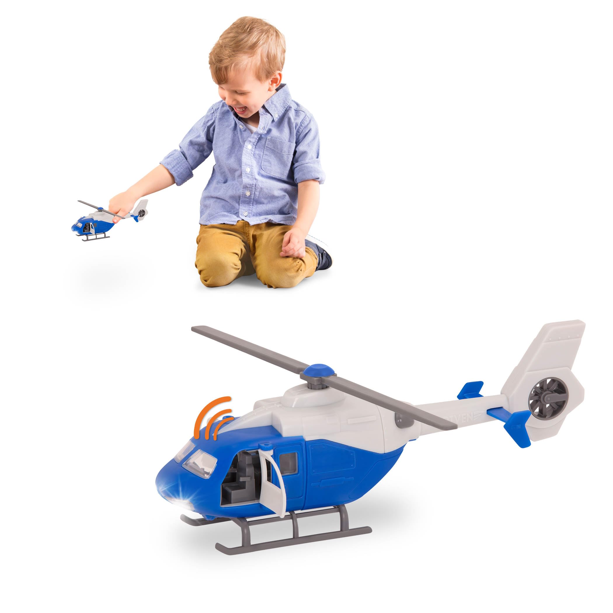 Driven by Battat – 7-Inch Rescue Helicopter Toy with Lights & Sounds, Blue