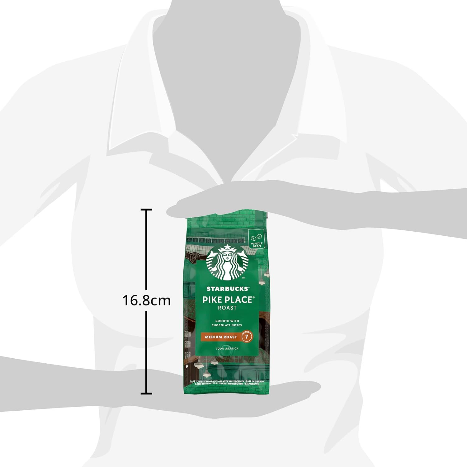 STARBUCKS Pike Place Roast - Medium Roast Whole Bean Coffee 200g (Pack of 6)