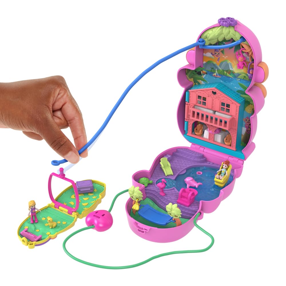 Polly Pocket Momma Monkey & Baby Playset - 2-in-1 Jungle Adventure with 14 Pieces 7