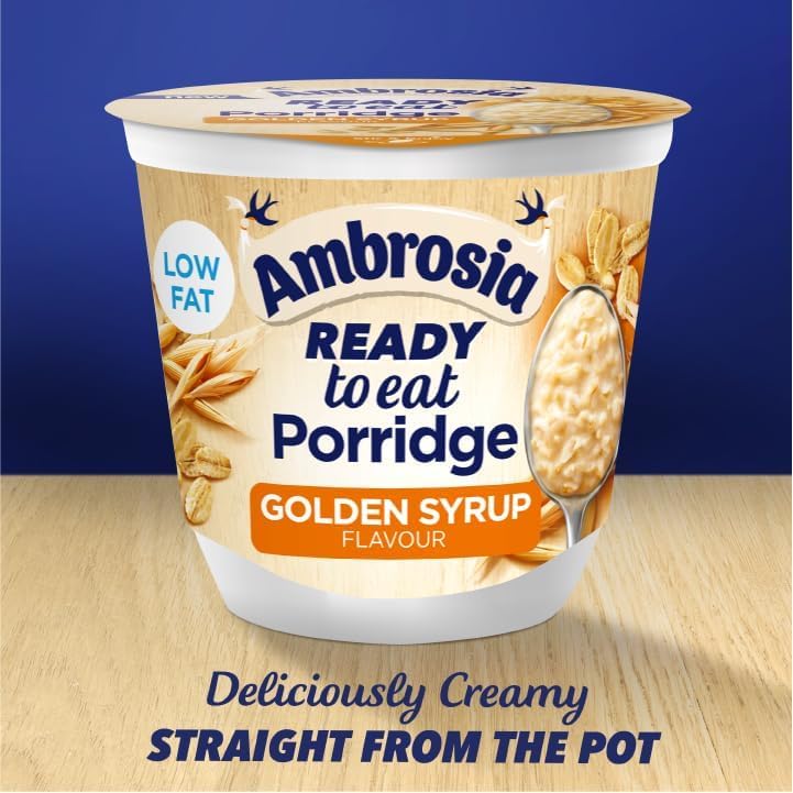 Ambrosia - Golden Syrup Flavour Low Fat Porridge Pots with British Wholegrain Oats, 210g (Pack of 6) 3