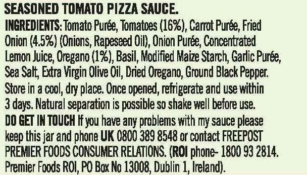Loyd Grossman Rich Tomato, Basil and Oregano Pizza Topping Sauce - 350g Jar