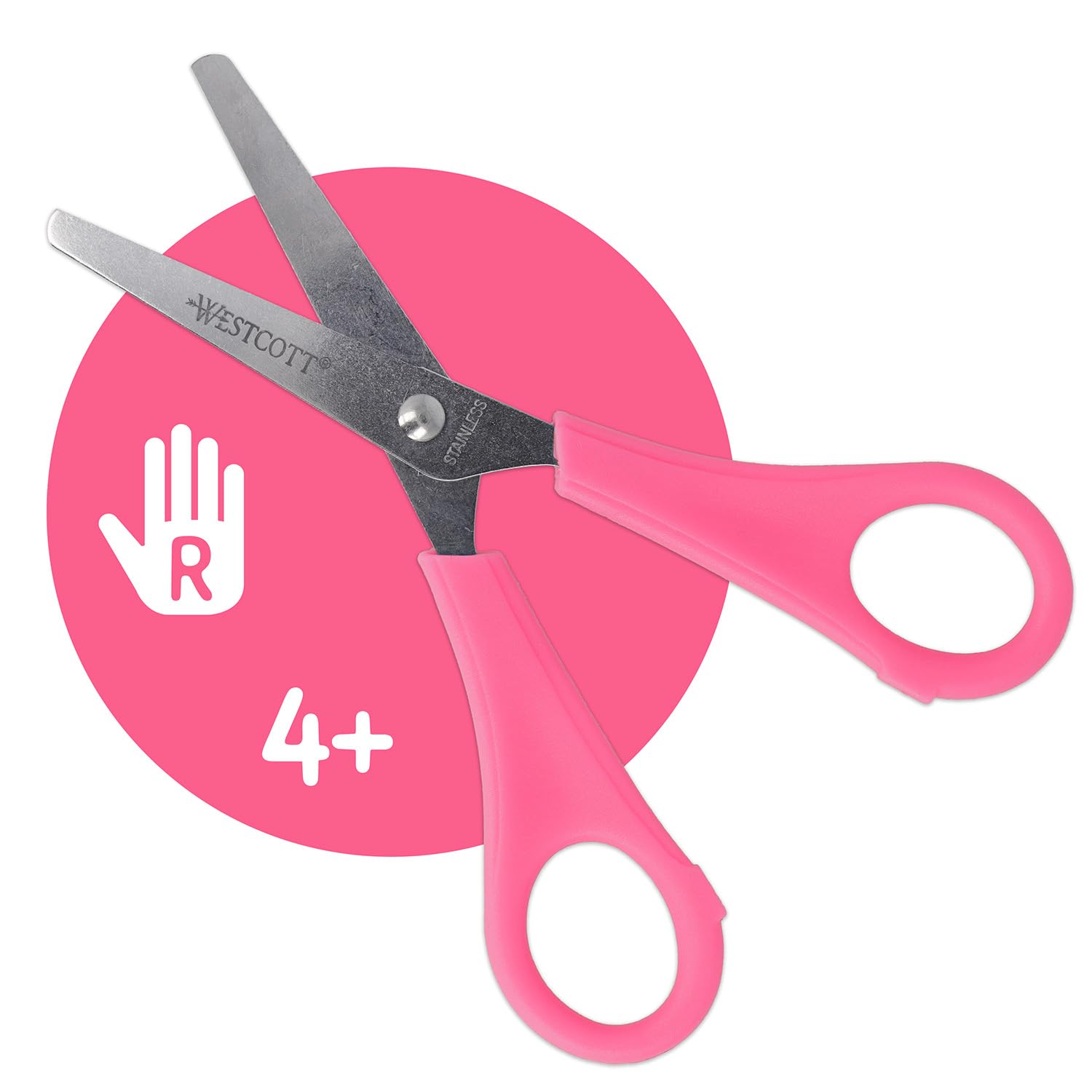Westcott Kids Scissors - Stainless Steel Blades with 5 cm Scale, Blunt Tip, 5"/13 cm, Pink 6