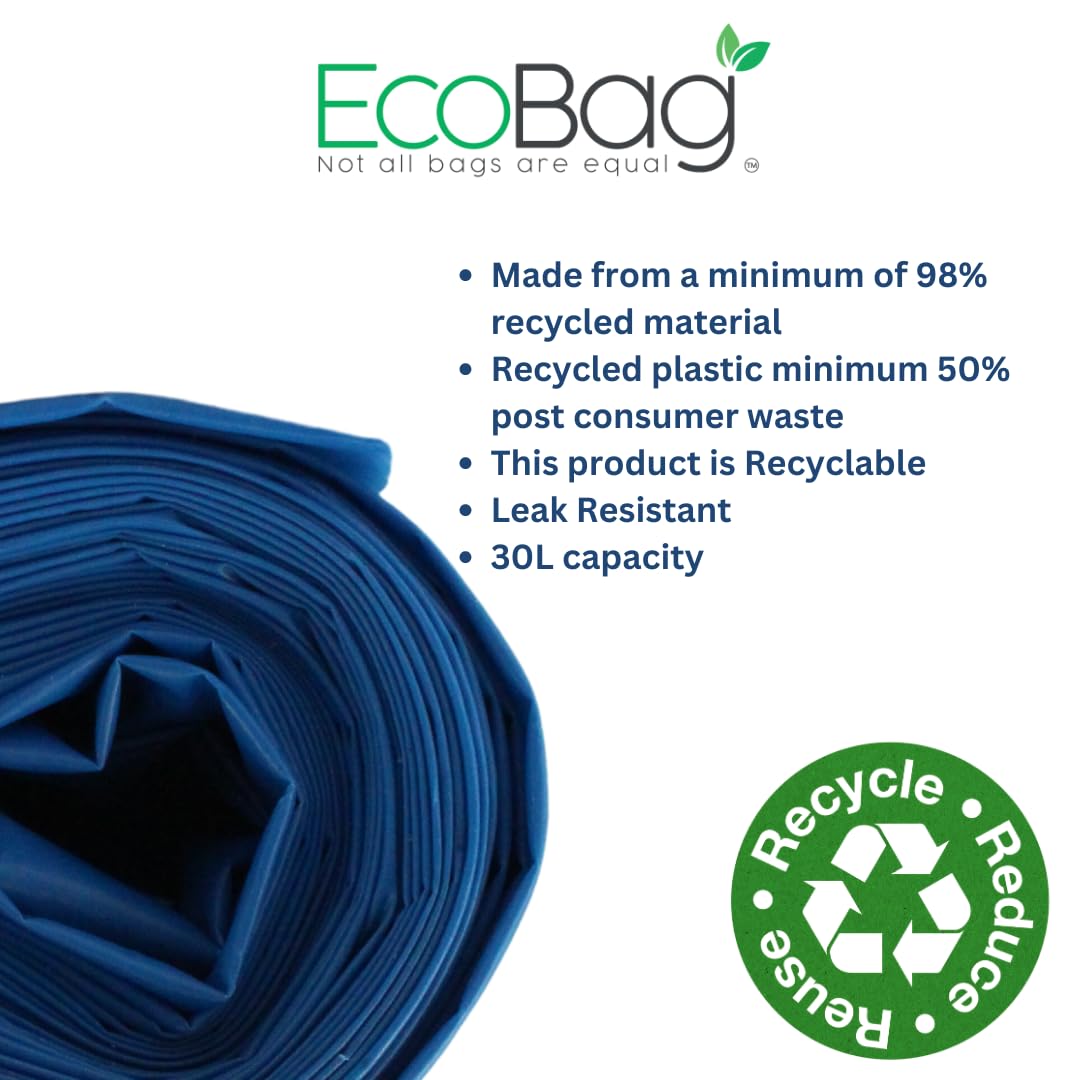 EcoBag 6 Pack Blue 30L 80 Micron Recyclable Heavy Duty Rubble Bags 12