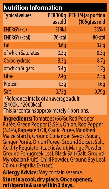 Sharwood's Jalfrezi Medium Curry Cooking Sauce – Fiery Tomato & Pepper Blend