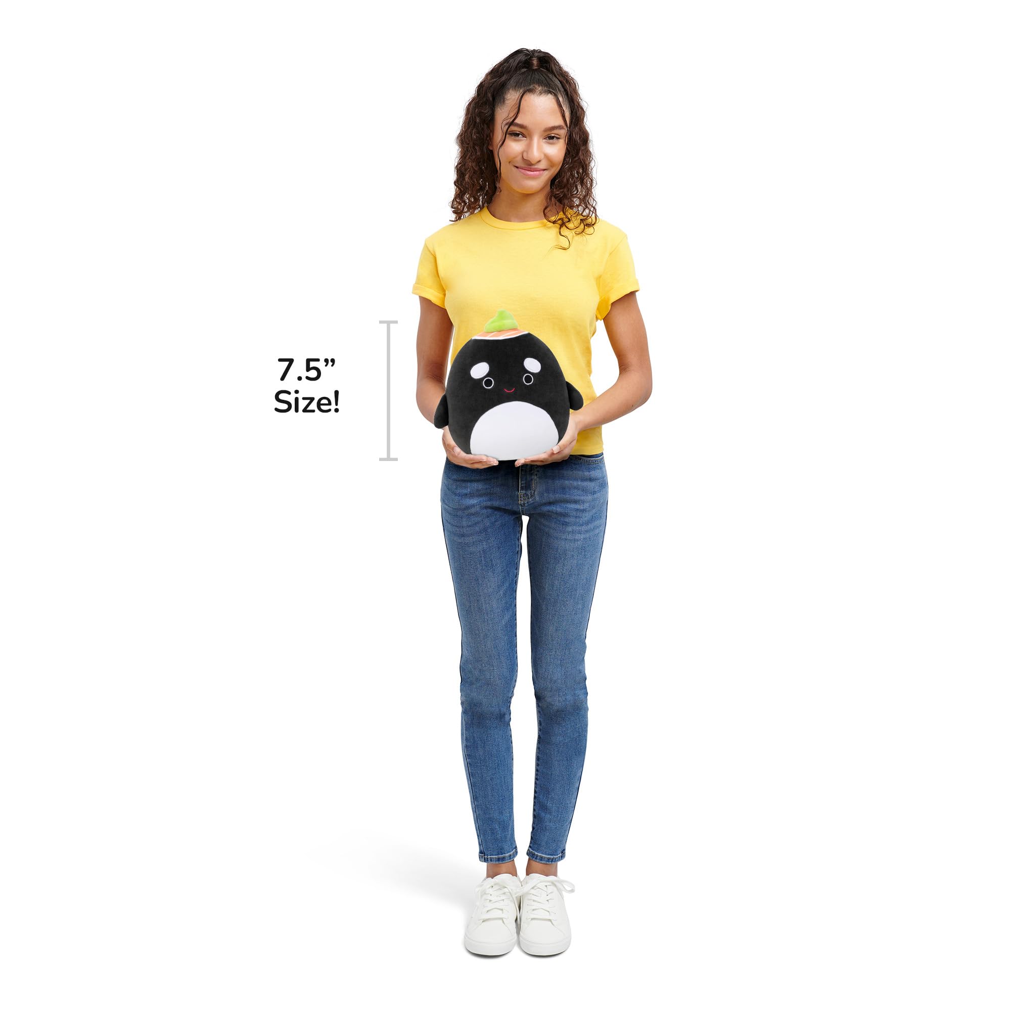 Squishmallows Kai the Black Sushi Orca Whale - 7.5-Inch Plush Toy for Kids 3 Years and Up